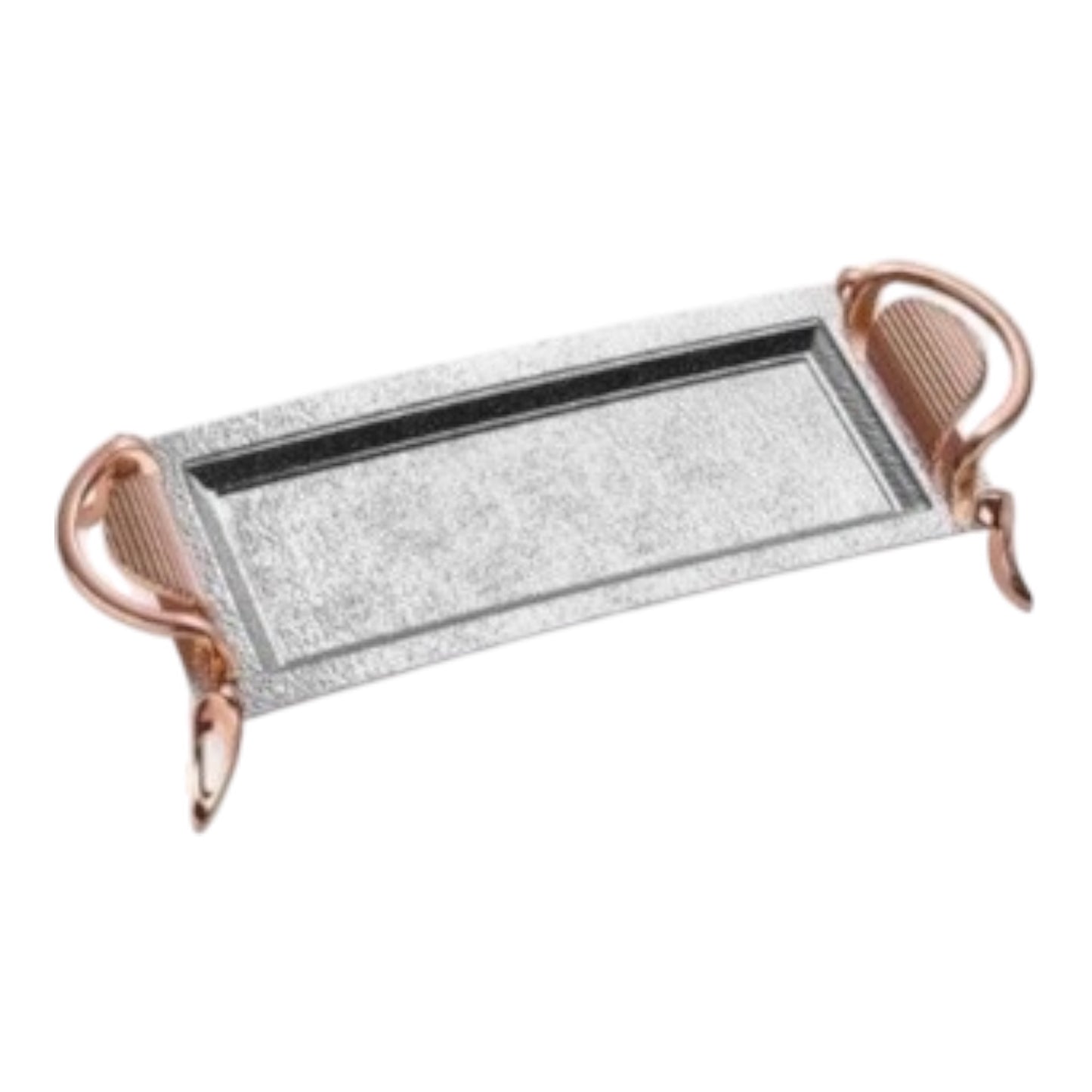 Small Rectangular Tray With Handles&Leg - Matte Rose Gold