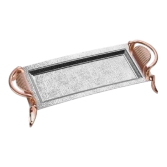 Small Rectangular Tray With Handles&Leg - Matte Rose Gold