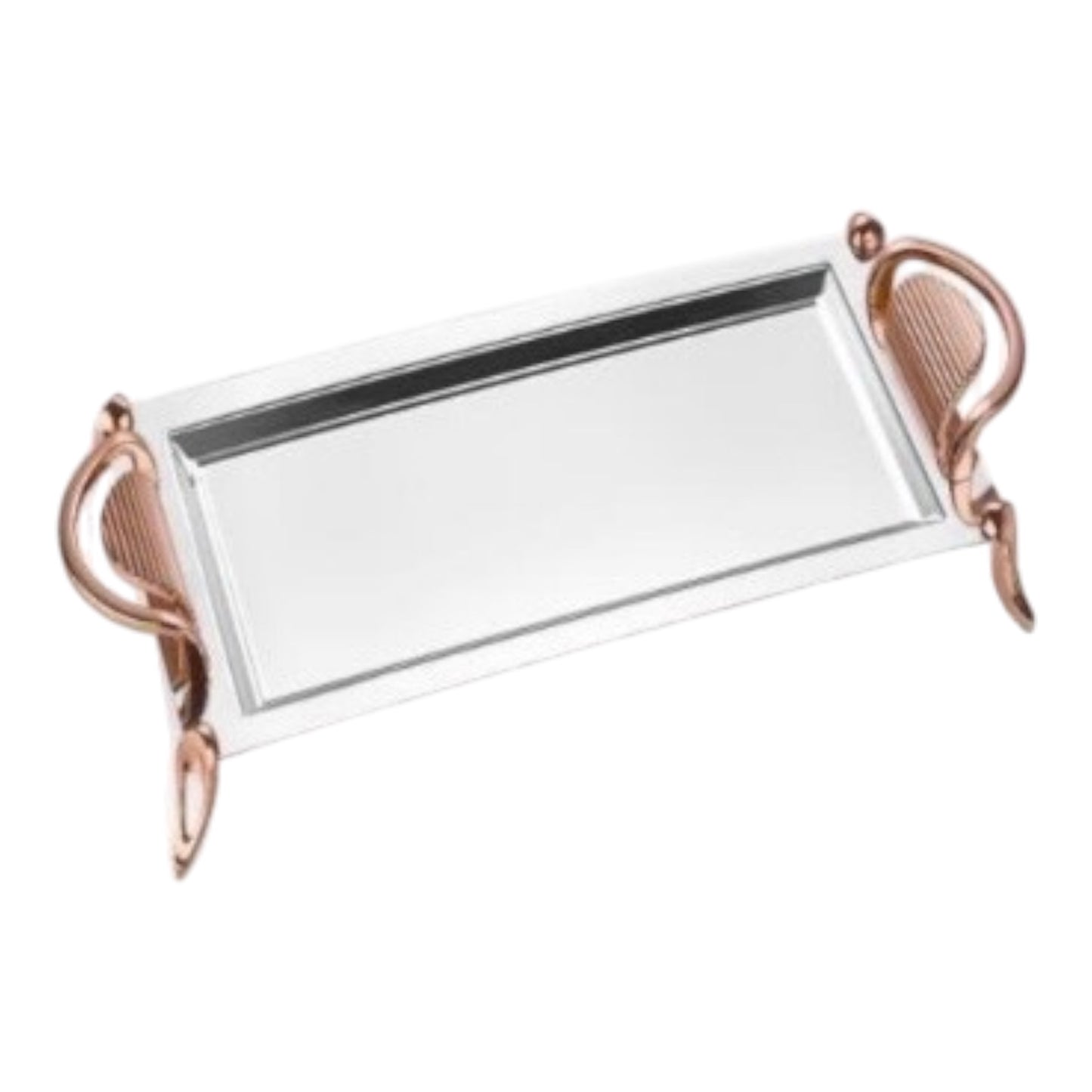 Big Rectangular Tray With Handles&Leg - Rose Gold