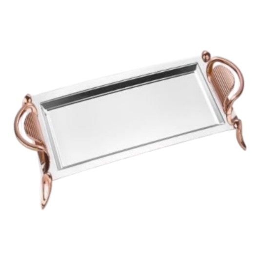 Big Rectangular Tray With Handles&Leg - Rose Gold
